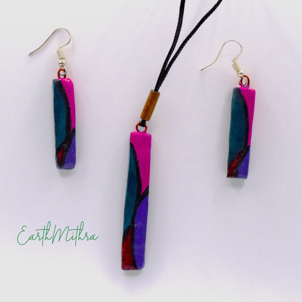 Terra Cotta Earrings and adjustable chain