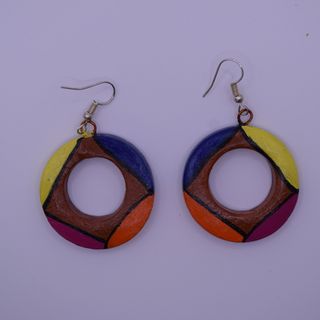 Terra Cotta Colorful Hoop Earring