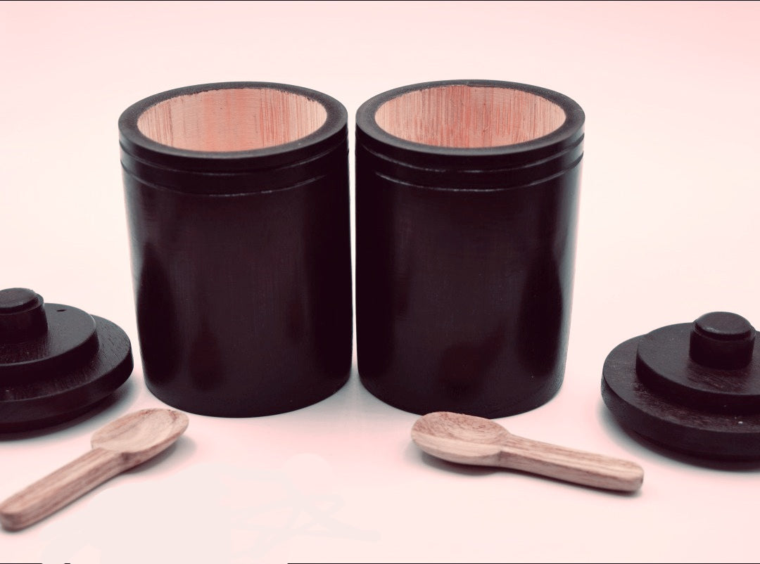Bamboo Spice Containers with Spoon (Set of 6)