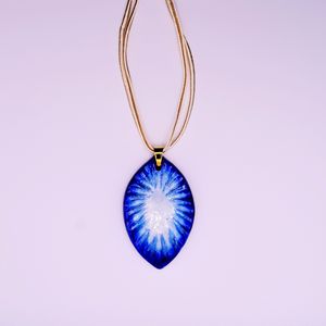 Terra Cotta Pendant with adjustable chain(Blue and Silver)