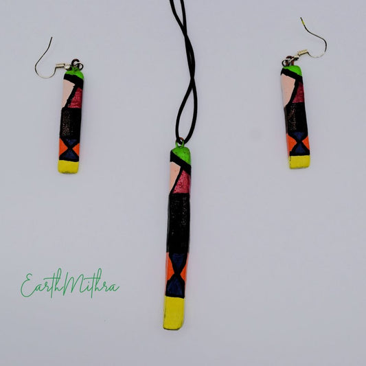 Terra Cotta Earrings and adjustable chain