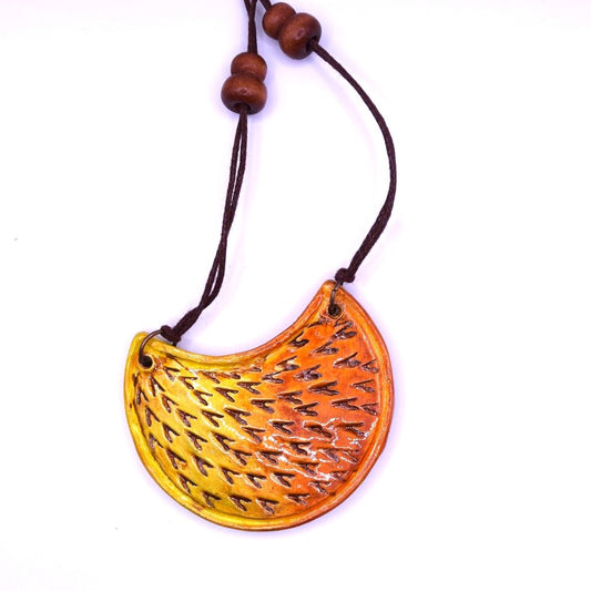 Terra Cotta Pendant with adjustable chain (Golden Yellow and Orange)